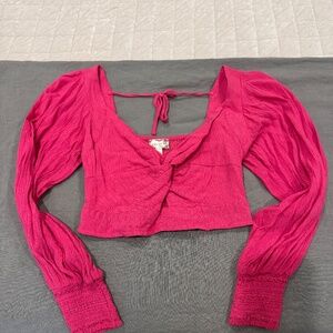 B O G Collective Top Pink Crop Twist